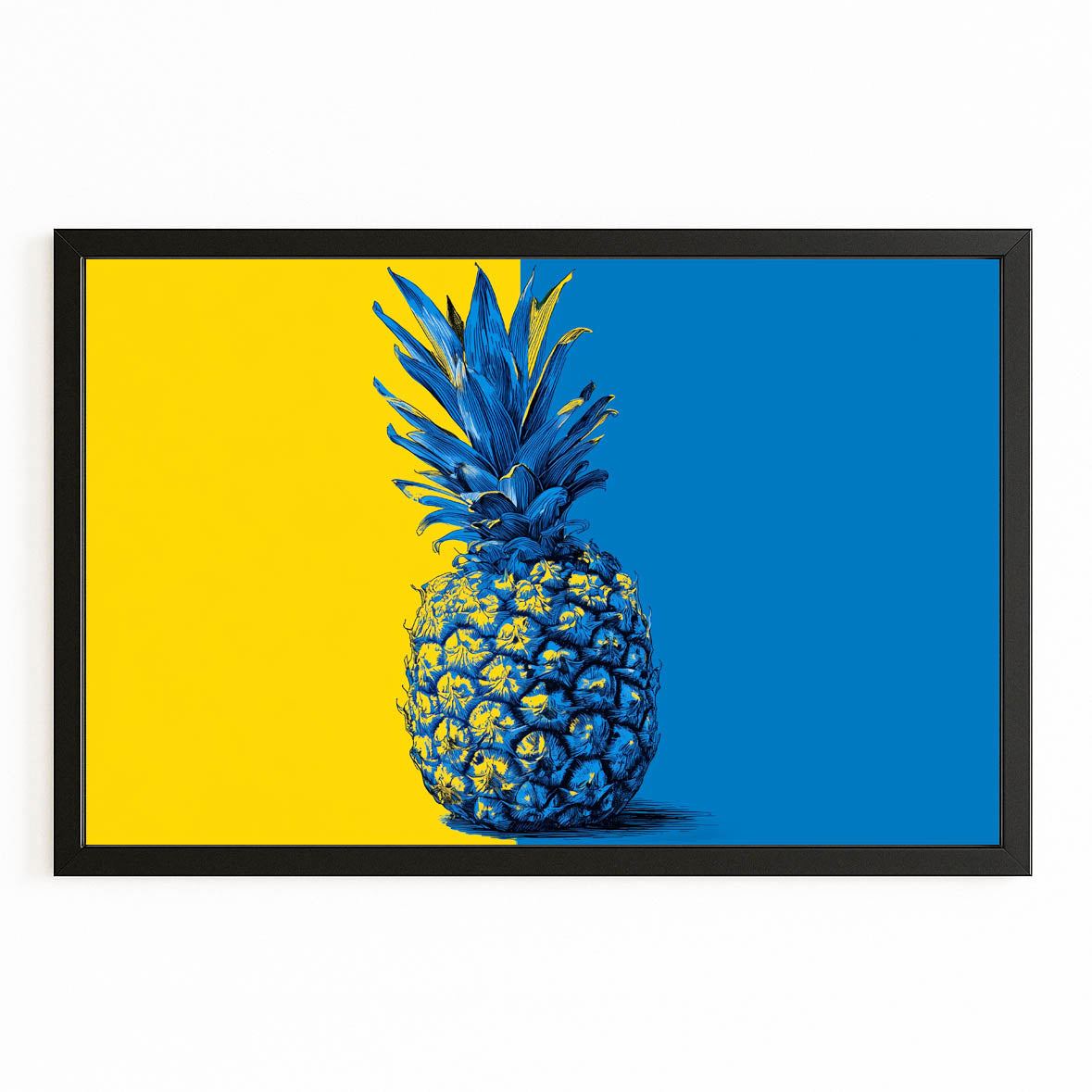 Pop Split Pineapple Fruit Wall Decor – with Premium Black frame on white background