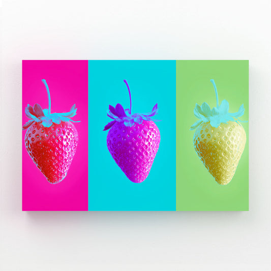 Pop Strawberry Triptych Fruit Art – pop strawberry triptych fruit canvas print