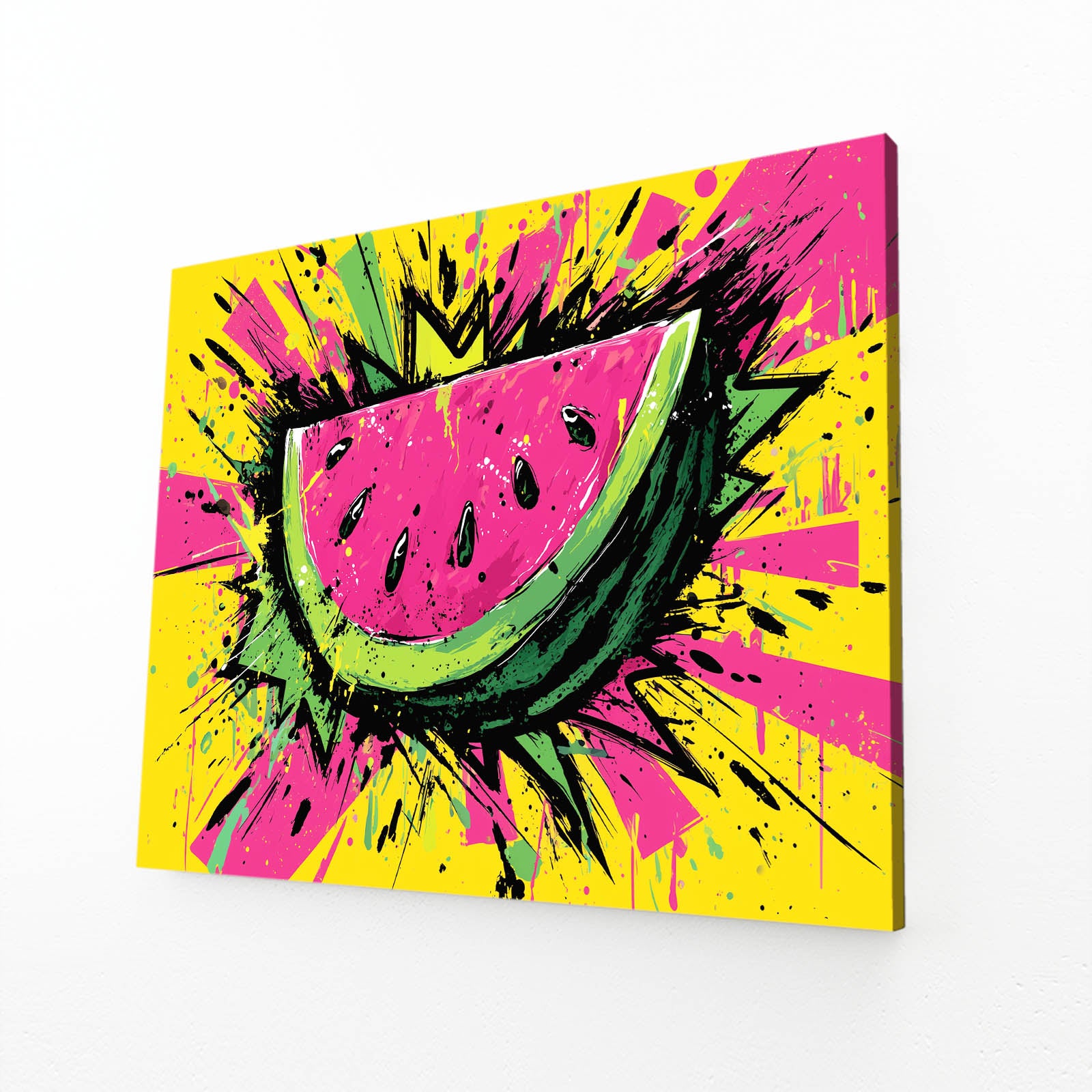 Pop Watermelon Slice Fruit Canvas – angled canvas view on white background