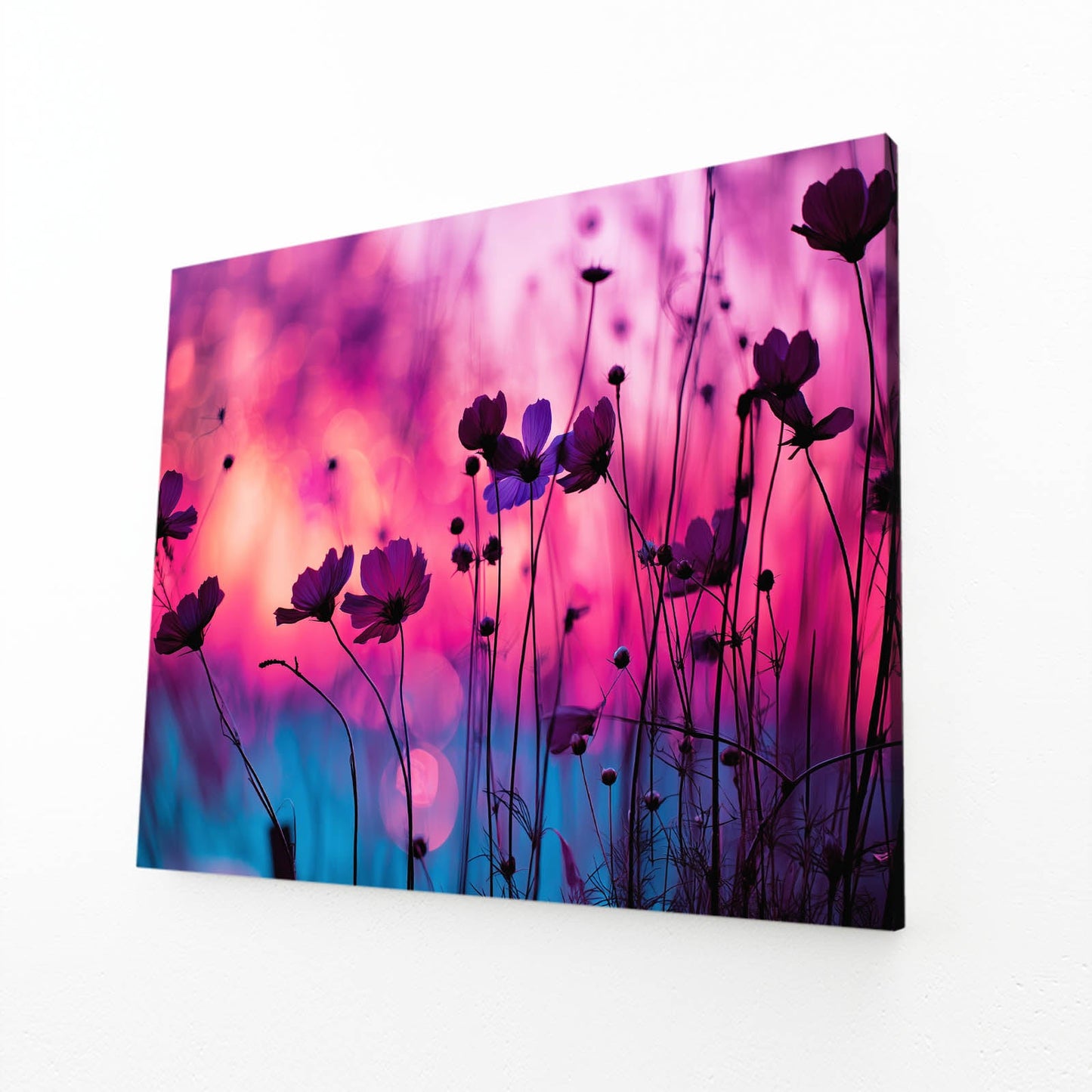 Poppy Dusk Pink Fine Art Photography Prints – angled canvas view on white background
