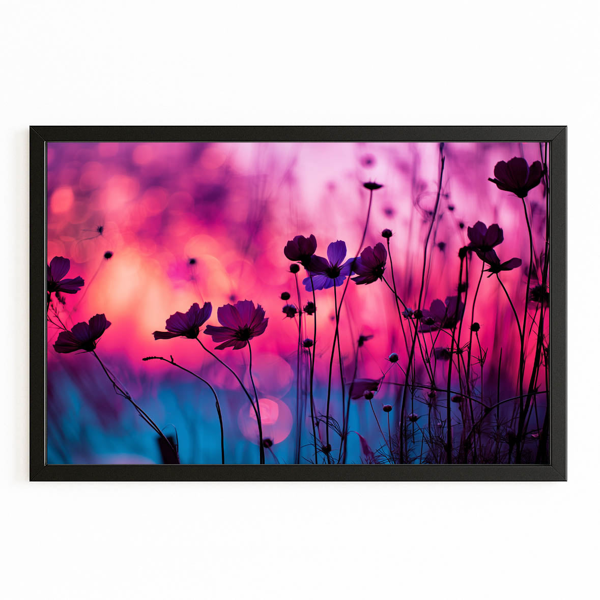 Poppy Dusk Pink Fine Art Photography Prints — photography canvas print, with Premium Black frame on white background