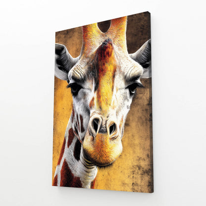 Canvas print of a giraffe's face on a textured background