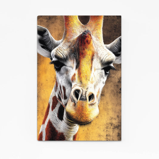 Canvas print of a giraffe's face on a textured background