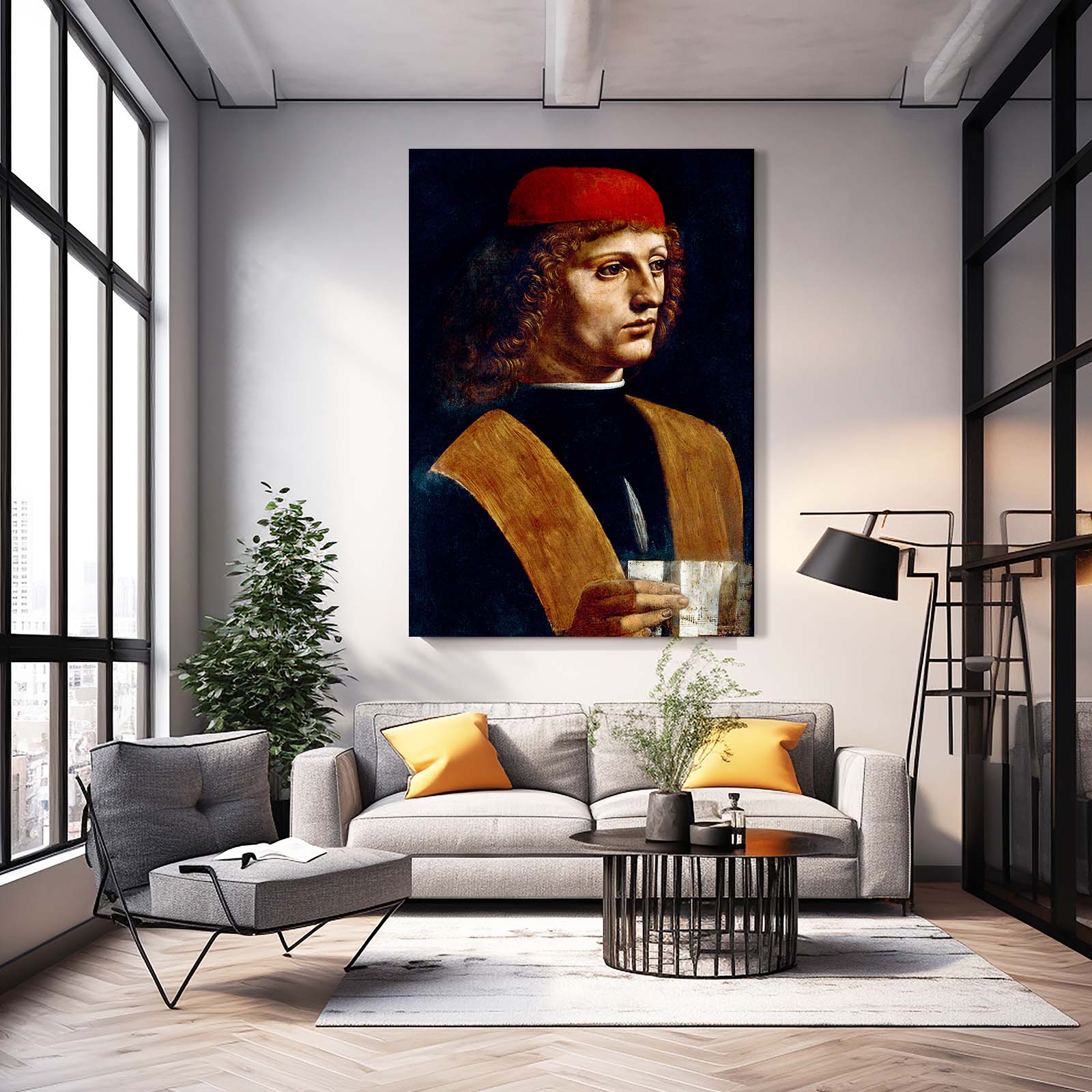 Portrait Of A Musician Da Vinci Prints – styled in a furnished interior