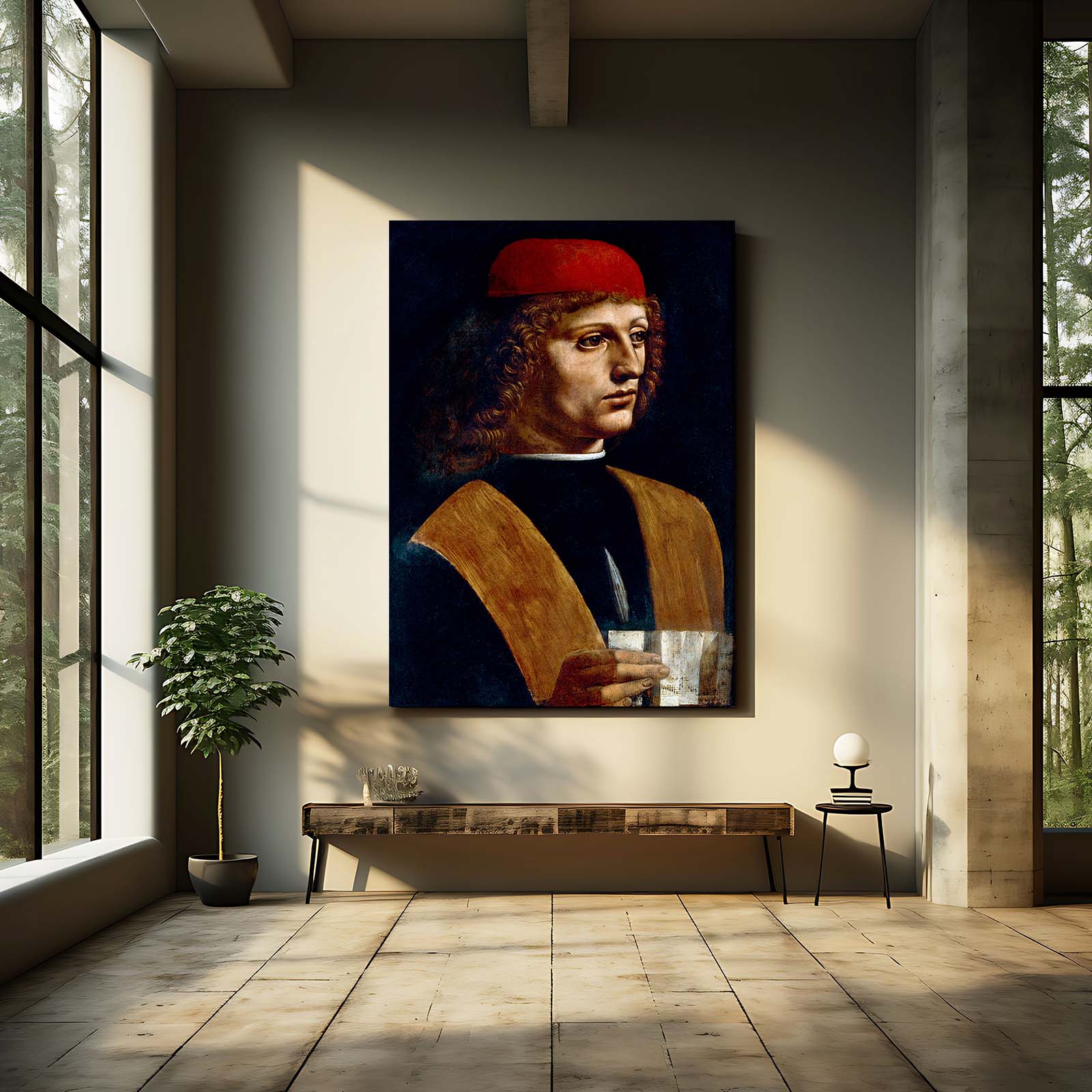 Portrait Of A Musician Da Vinci Prints – styled in a furnished interior