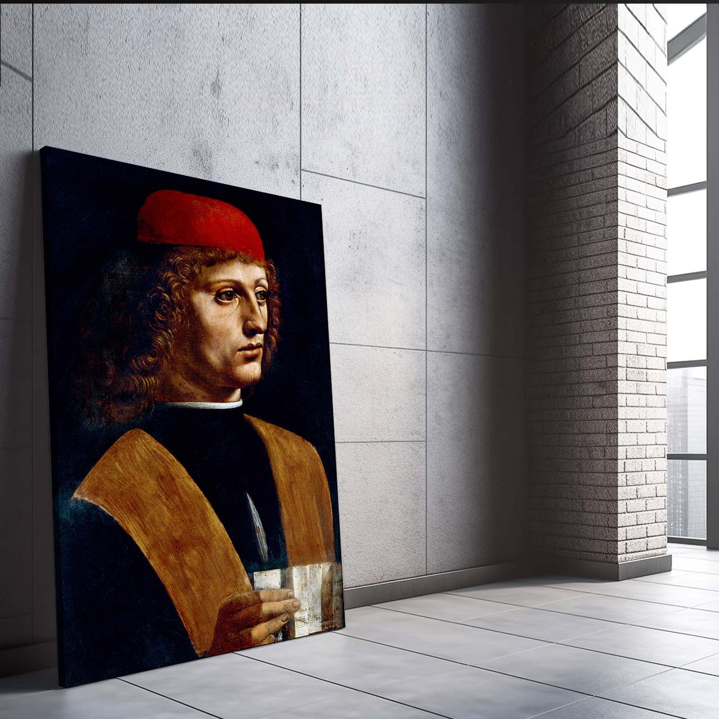 Portrait Of A Musician Da Vinci Prints – styled in a furnished interior