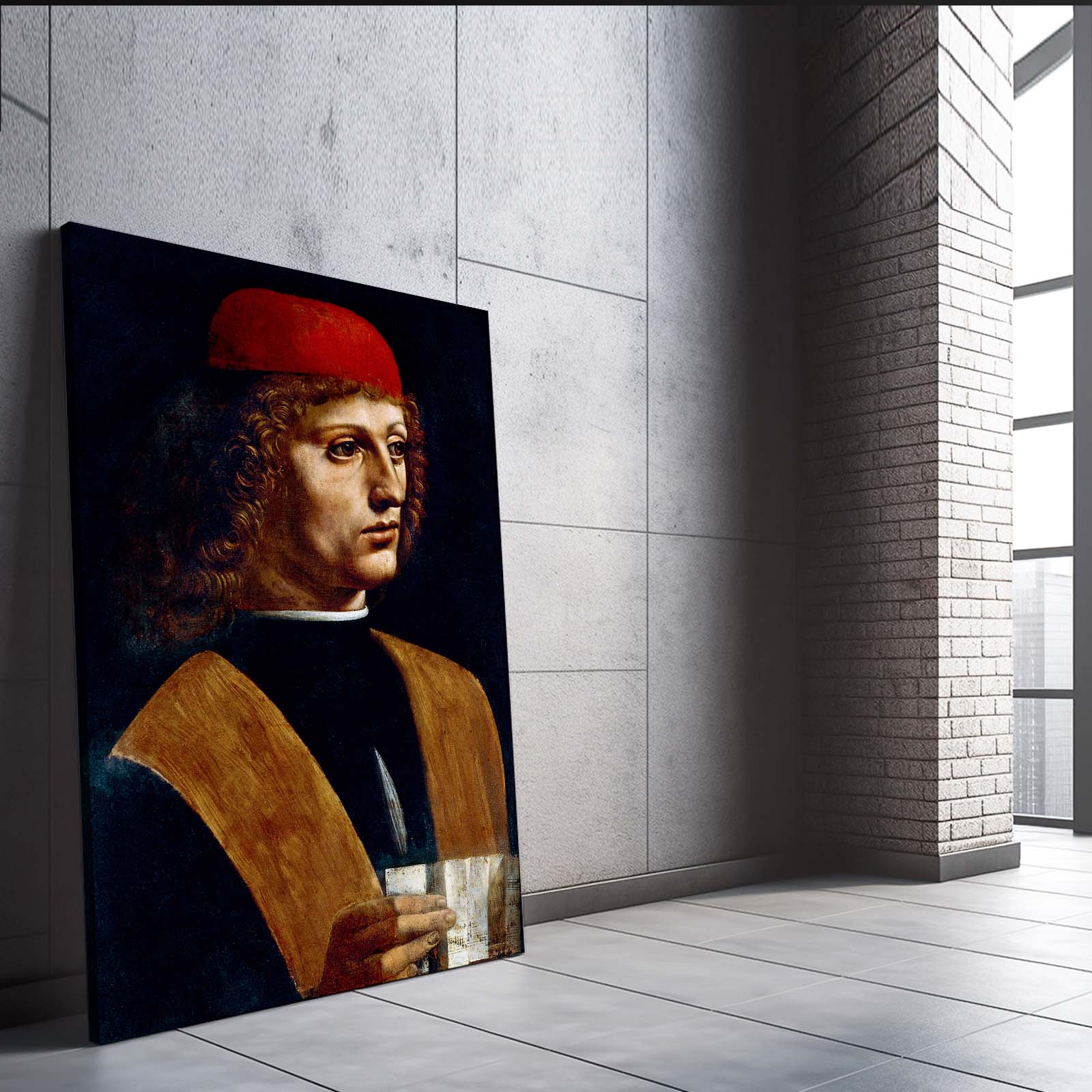 Portrait Of A Musician Da Vinci Prints – styled in a furnished interior