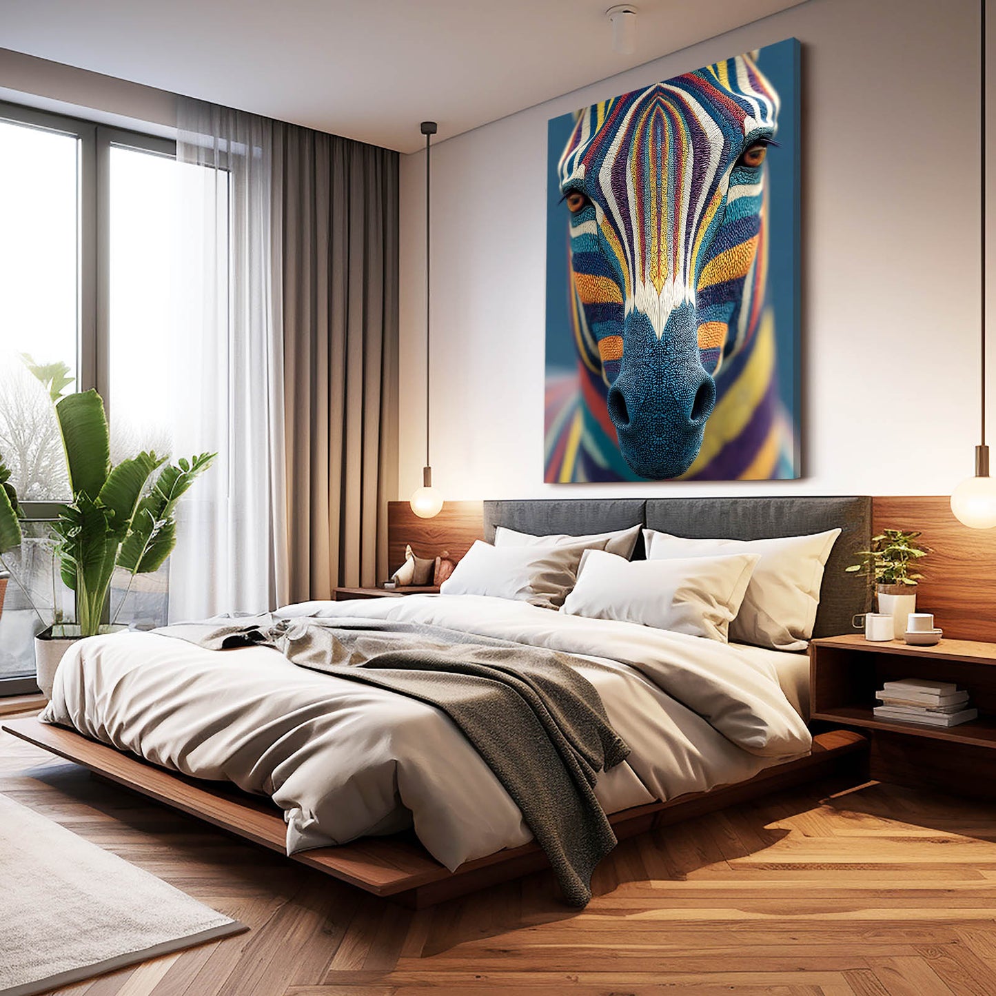Portrait Zebra Art – styled in a furnished interior