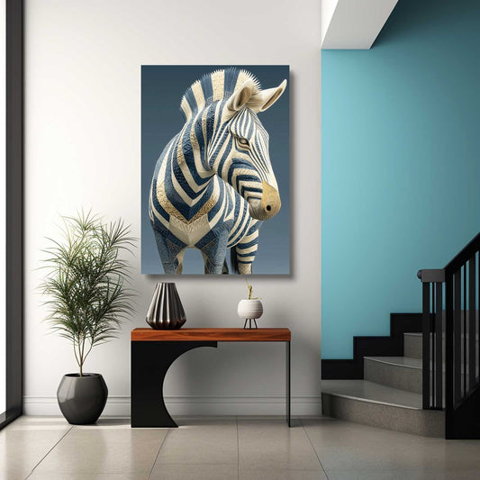 Portrait Zebra Artwork – styled in a furnished interior