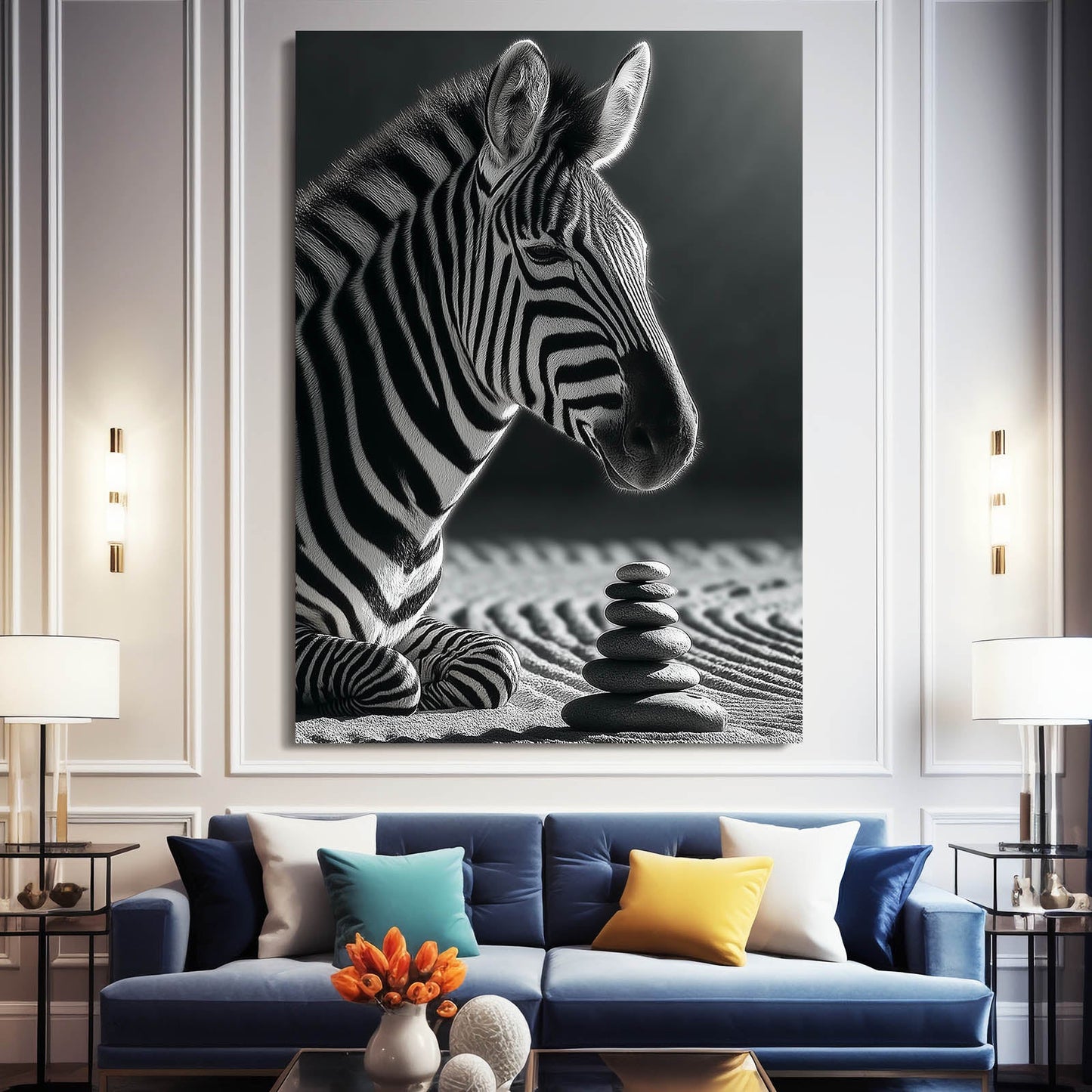 Portrait Zebra Prints – styled in a furnished interior