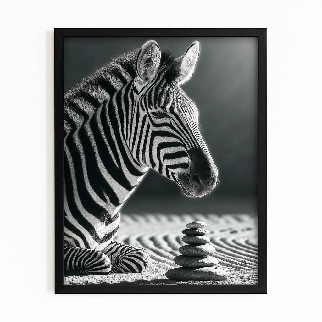 Portrait Zebra Prints – with Premium Black frame on white background