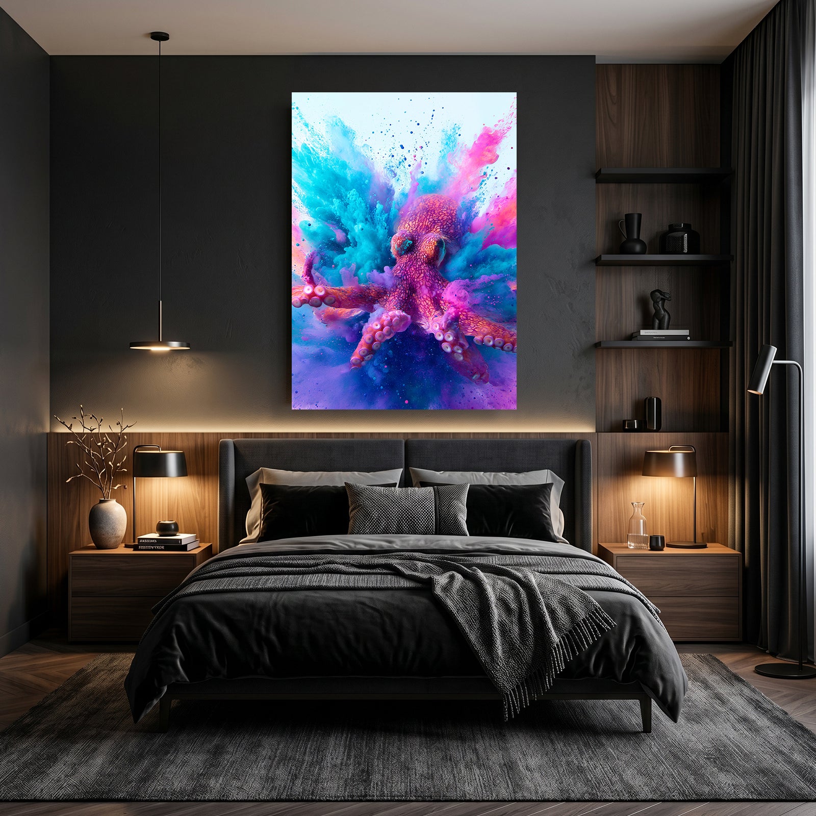 Powder Burst Octopus Prints – styled in a furnished interior