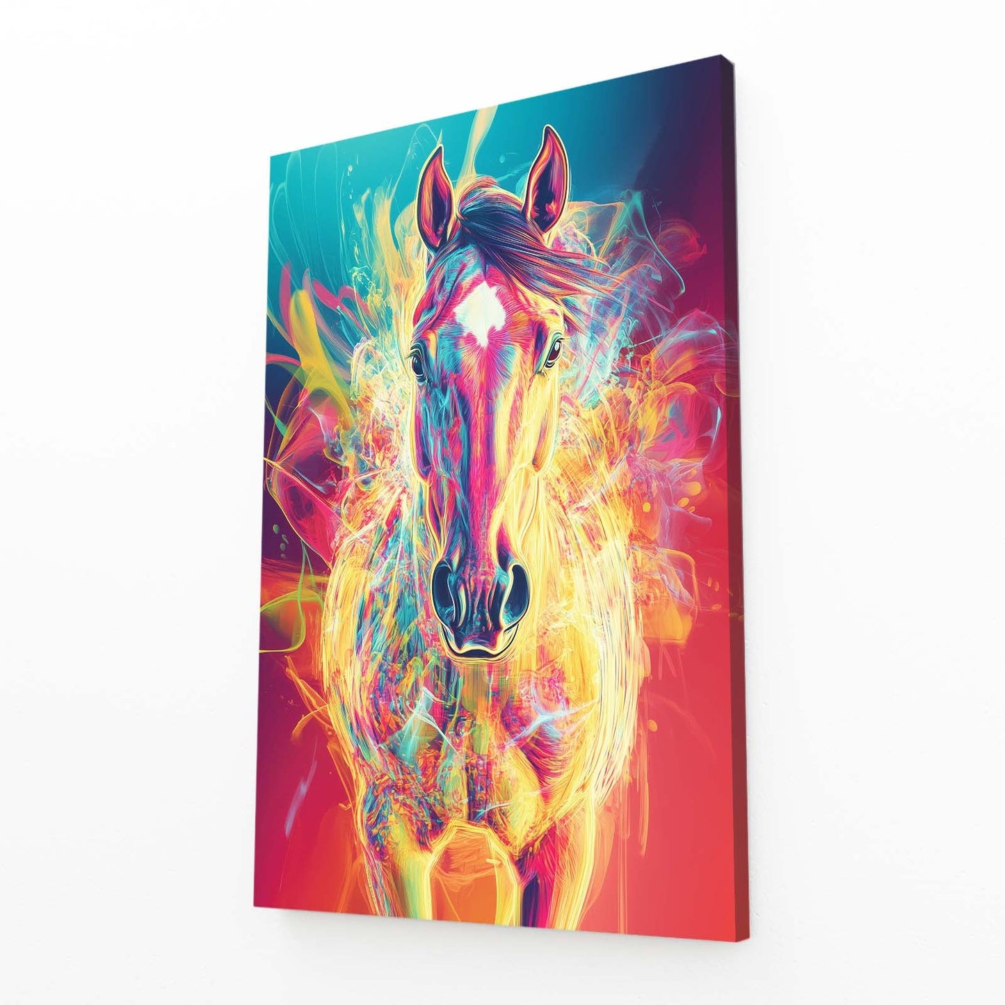 Powerful Horse Canvas Art – angled canvas view on white background