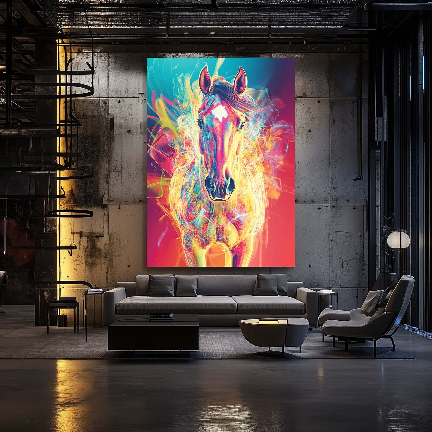 Powerful Horse Canvas Art – angled canvas view on white background