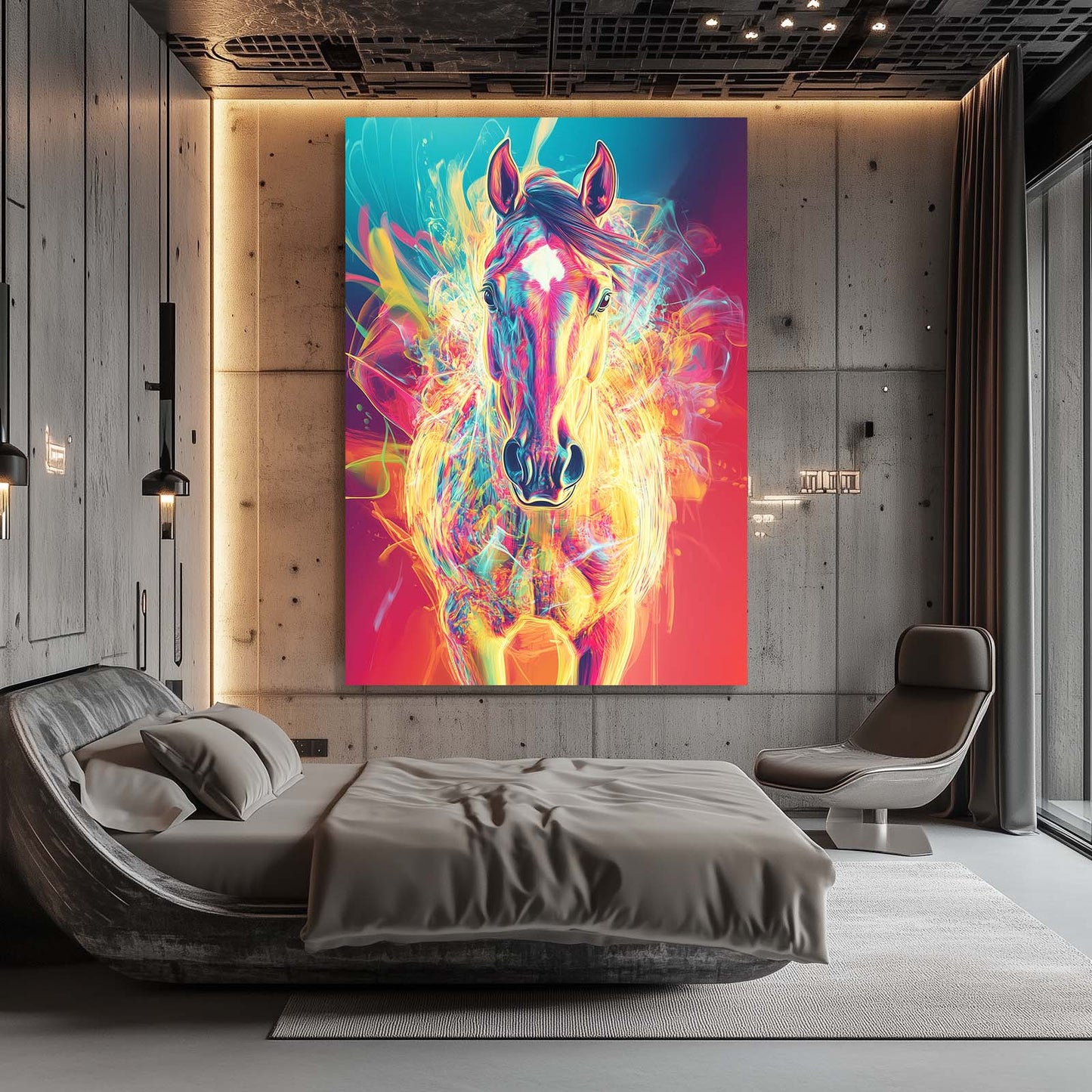 Powerful Horse Canvas Art – angled canvas view on white background
