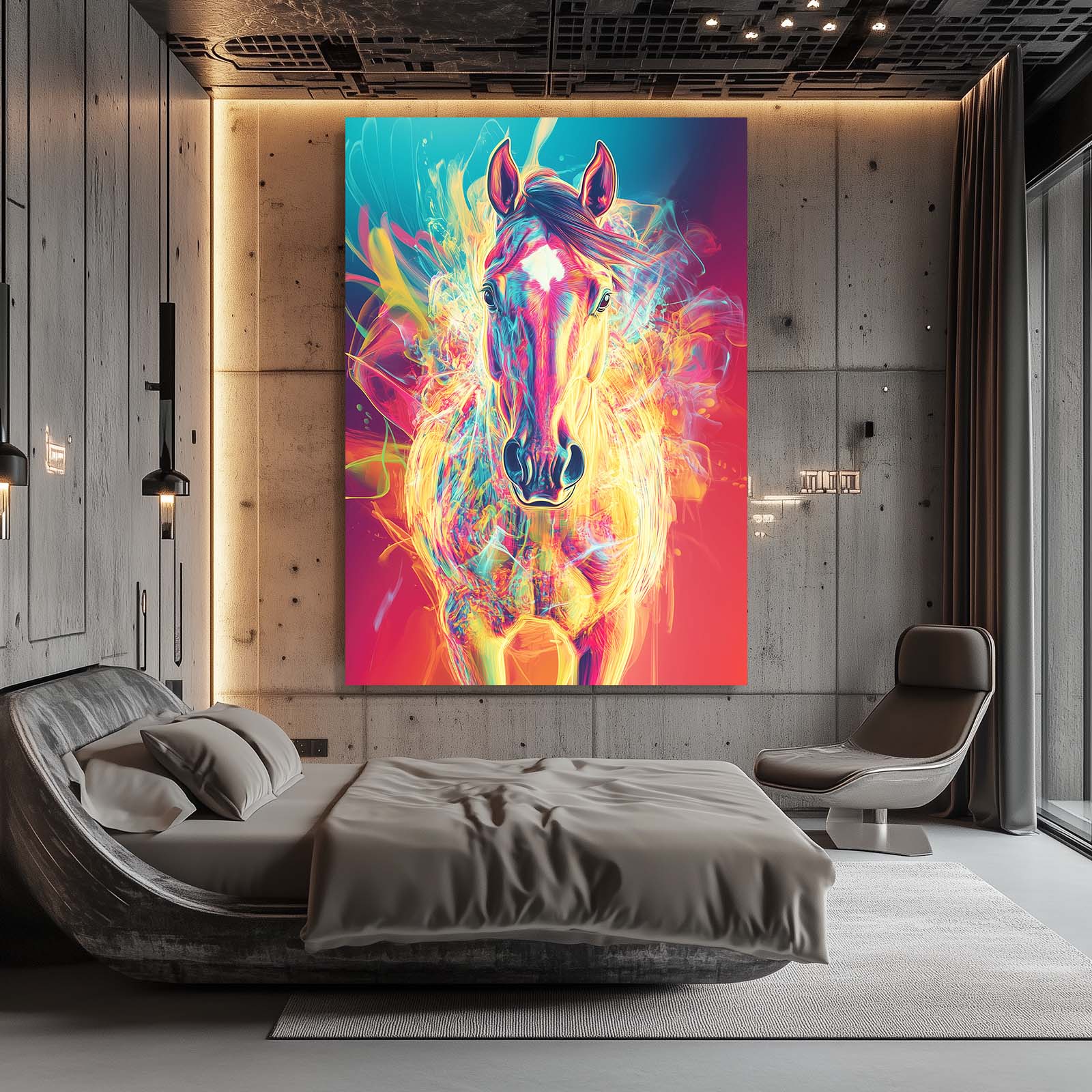 Powerful Horse Canvas Art – angled canvas view on white background