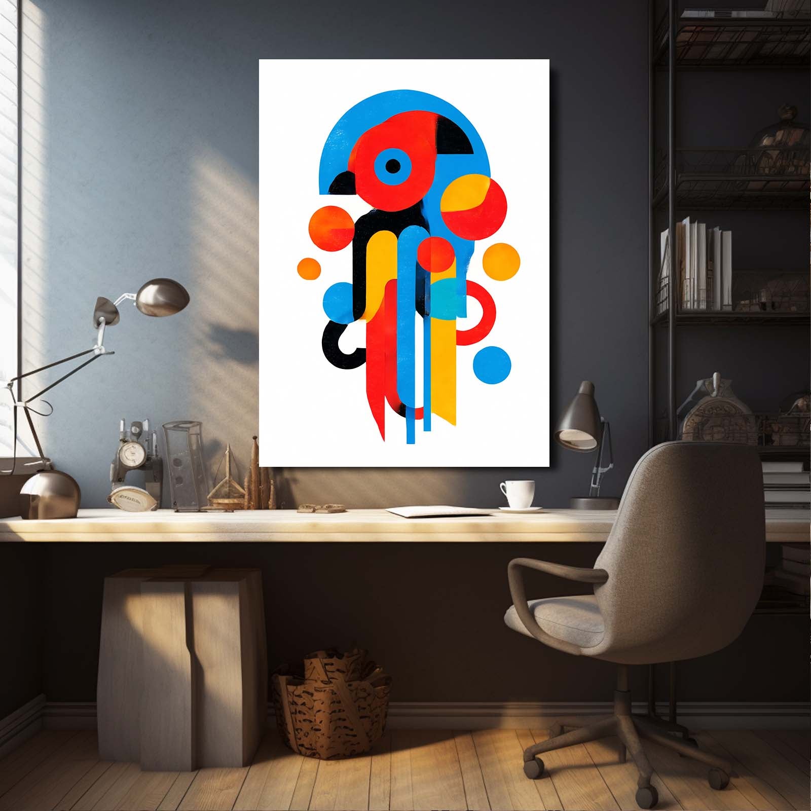Primary Shapes Octopus Prints – styled in a furnished interior