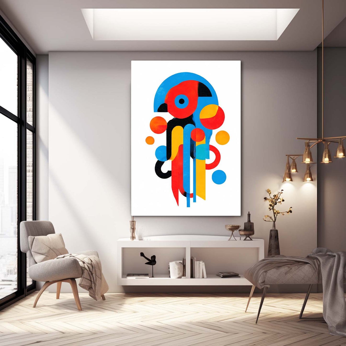Primary Shapes Octopus Prints – styled in a furnished interior
