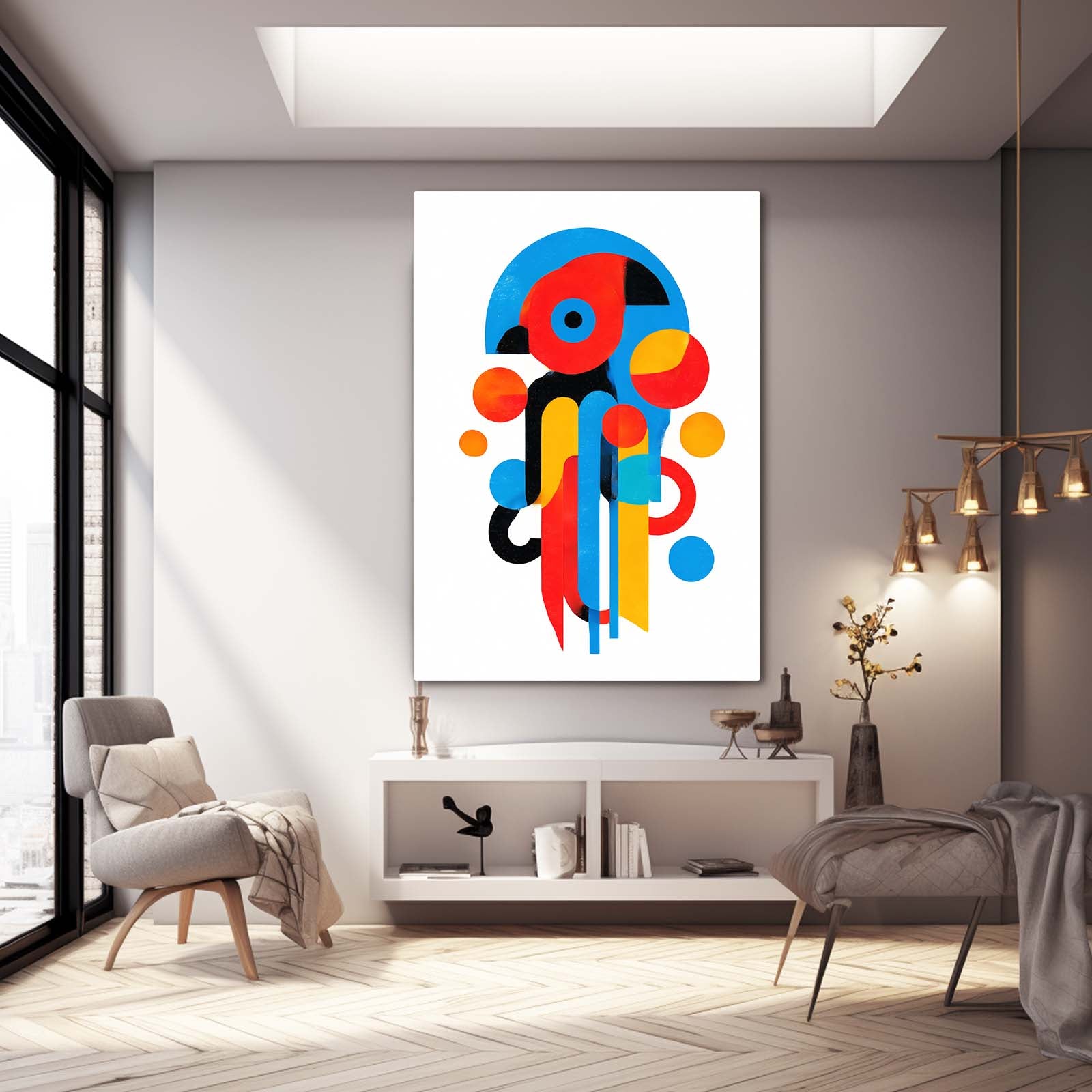 Primary Shapes Octopus Prints – styled in a furnished interior