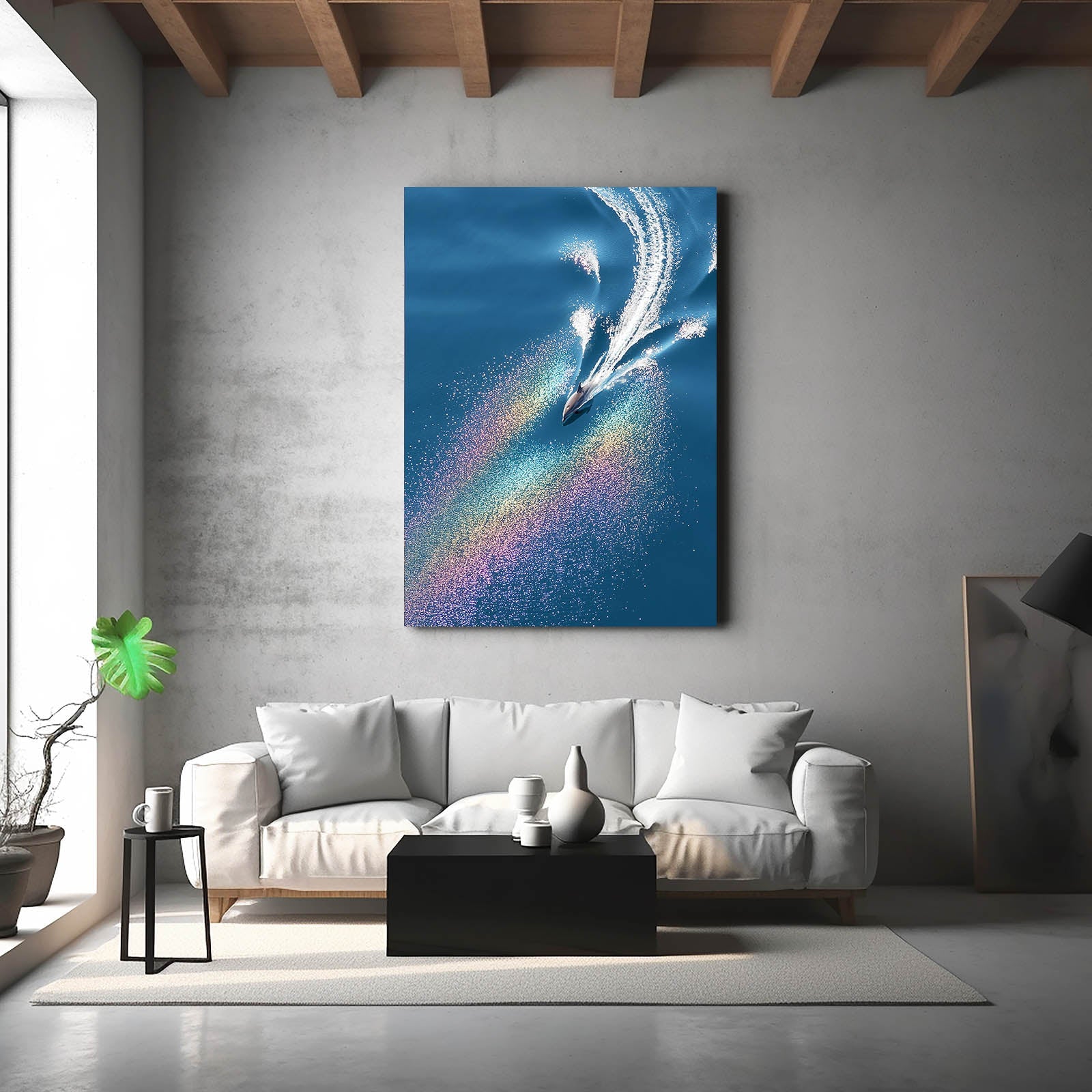 Prism Dive Dolphin Wall Art – styled in a furnished interior