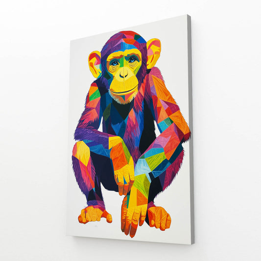 Prismatic Seated Shape Monkey Wall Art – canvas print on white background