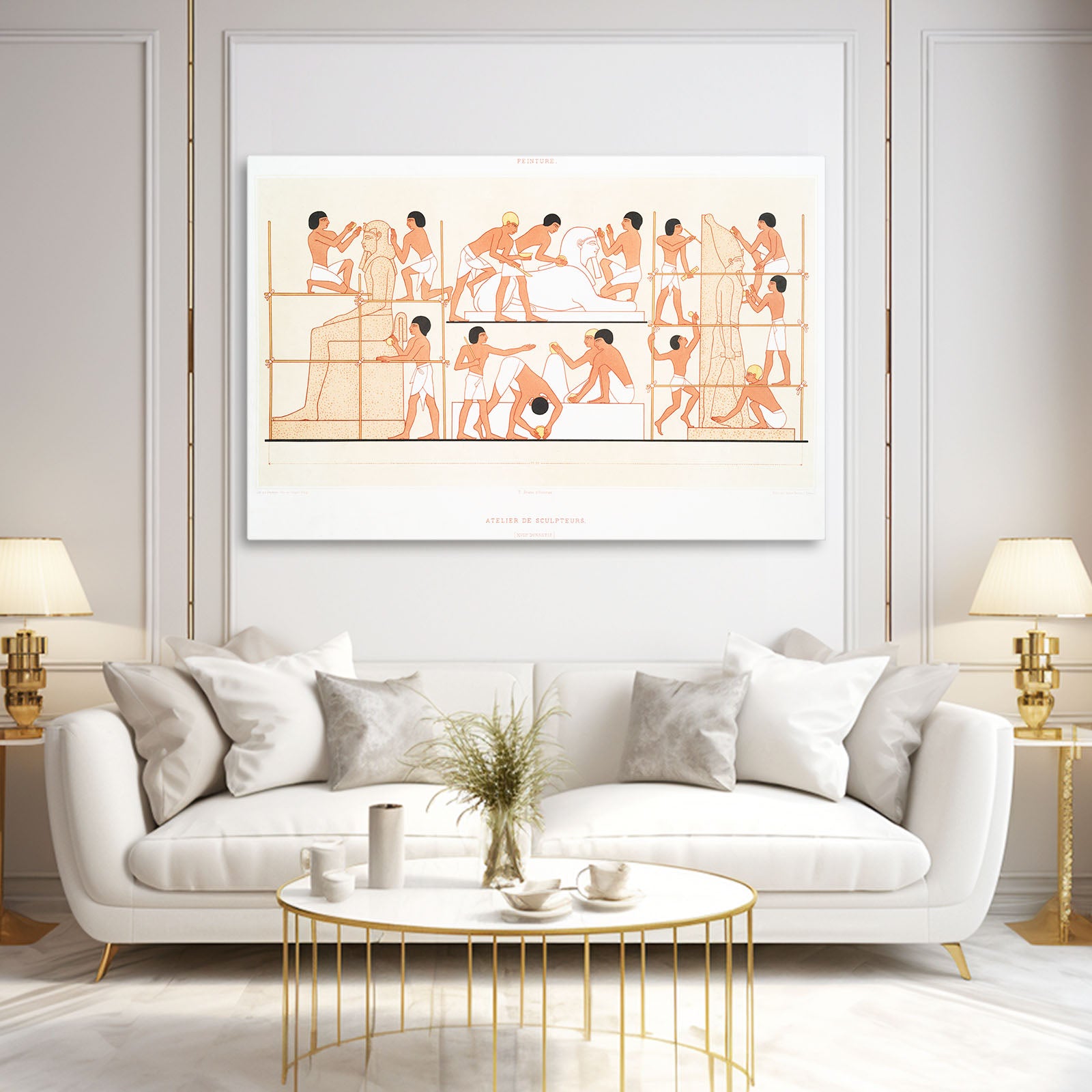Procession Sketch Egyptian Art – styled in a furnished interior