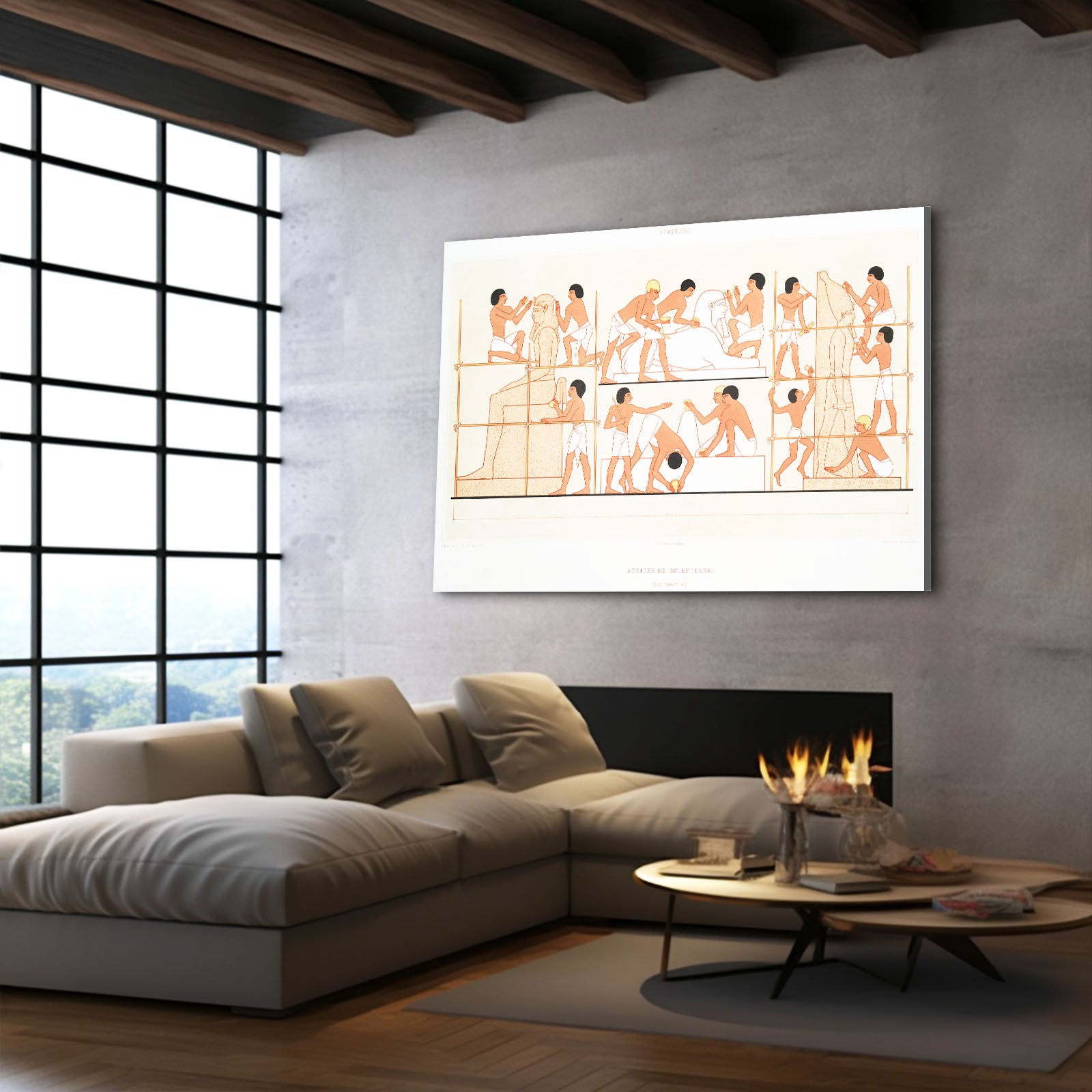 Procession Sketch Egyptian Art – styled in a furnished interior