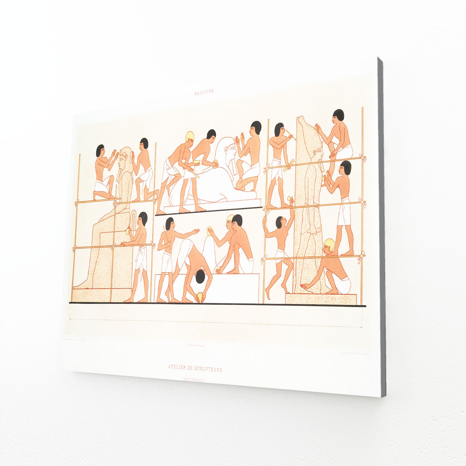 Procession Sketch Egyptian Art – canvas print on white background