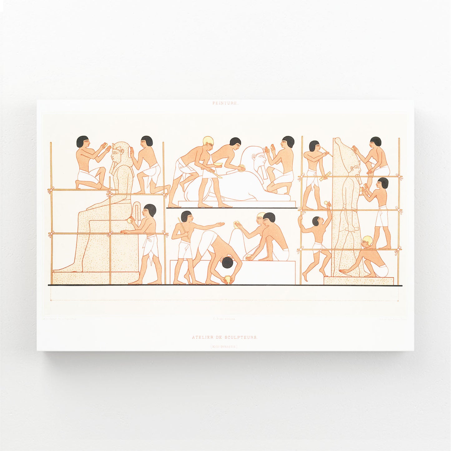 Procession Sketch Egyptian Art – angled canvas view on white background