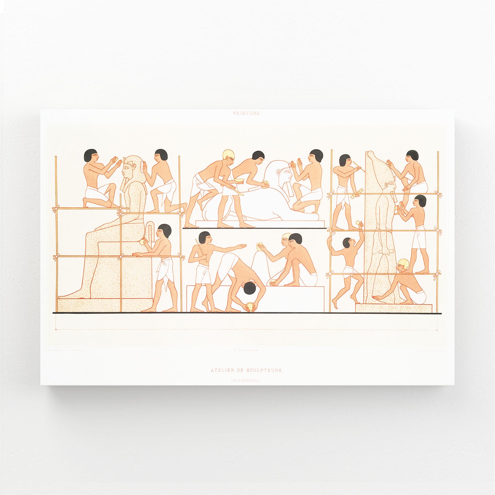 Procession Sketch Egyptian Art – angled canvas view on white background
