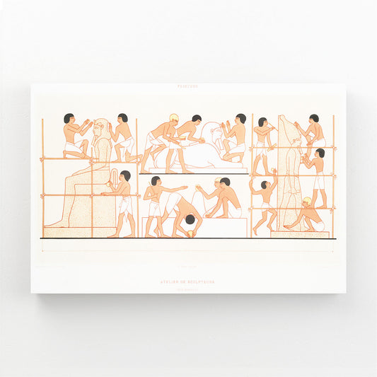 Procession Sketch Egyptian Art – angled canvas view on white background