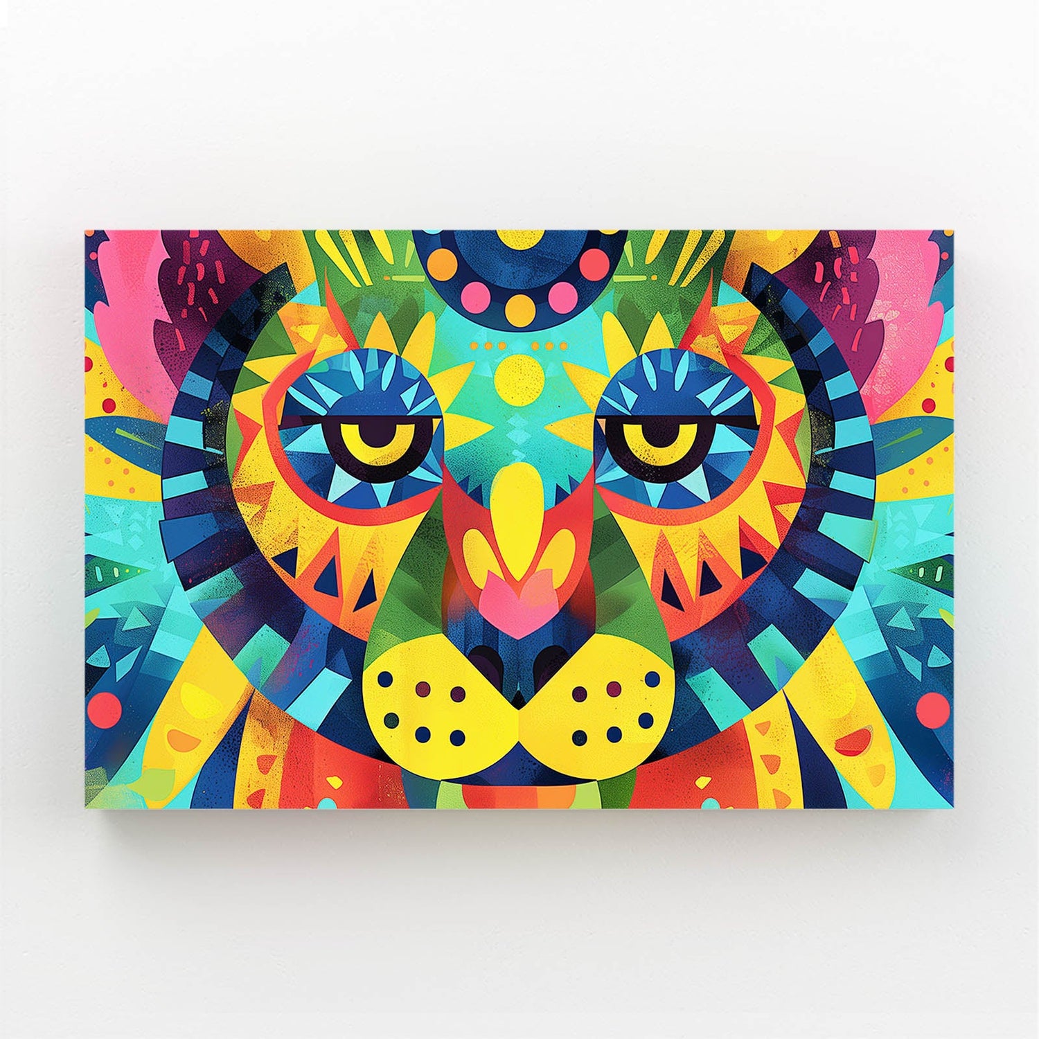 Psychedelic Bear Art — abstract canvas print in blue tones