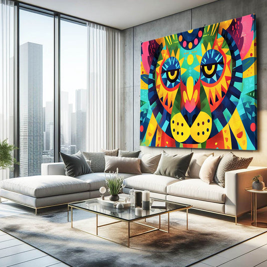 Psychedelic Bear Art — abstract canvas print in blue tones, view 3