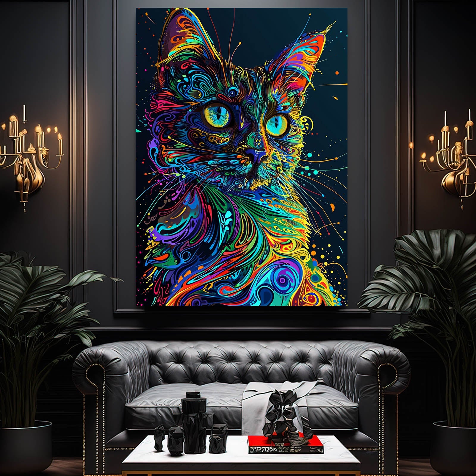 Psychedelic Cat Art Print