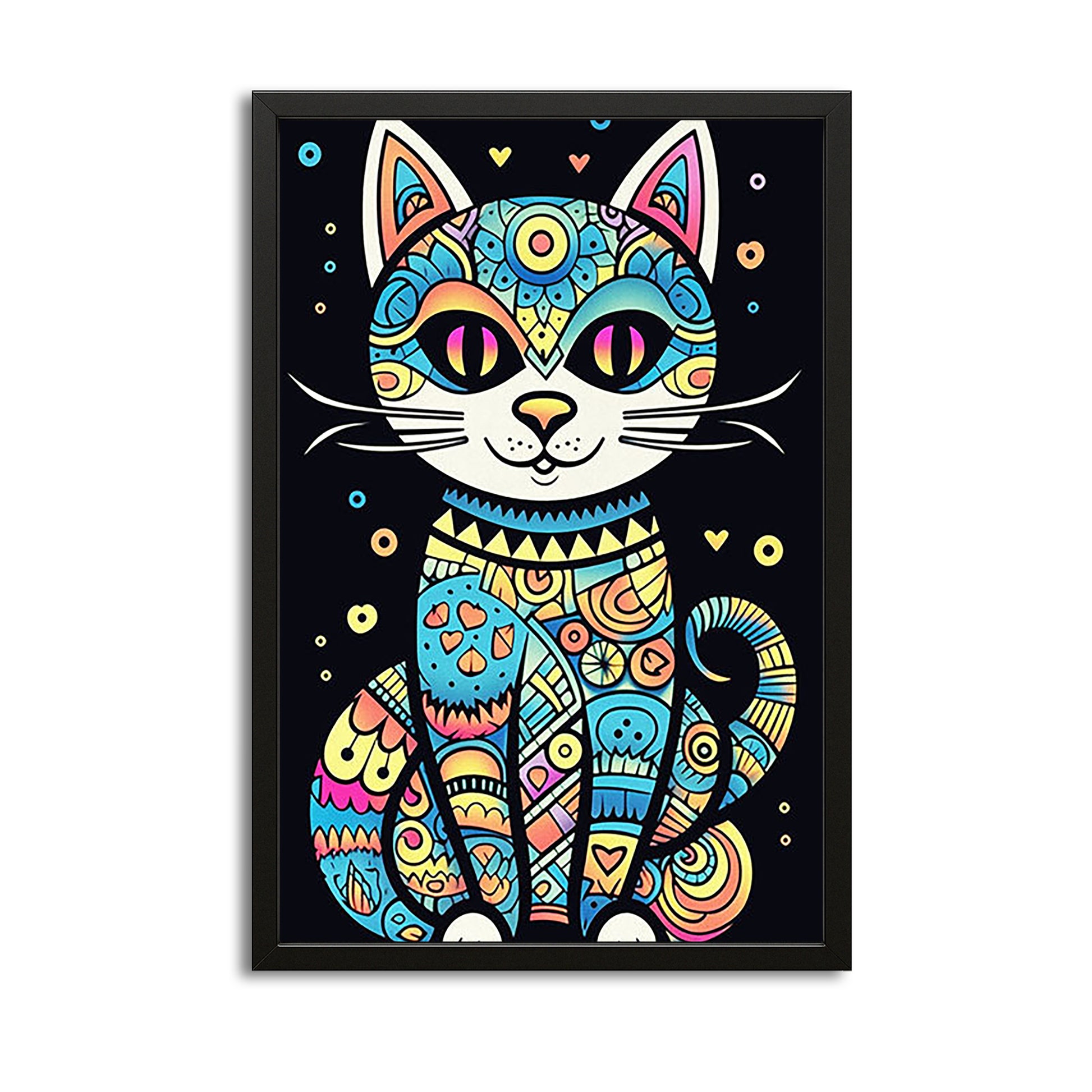 Psychedelic Mandala Cat Art
