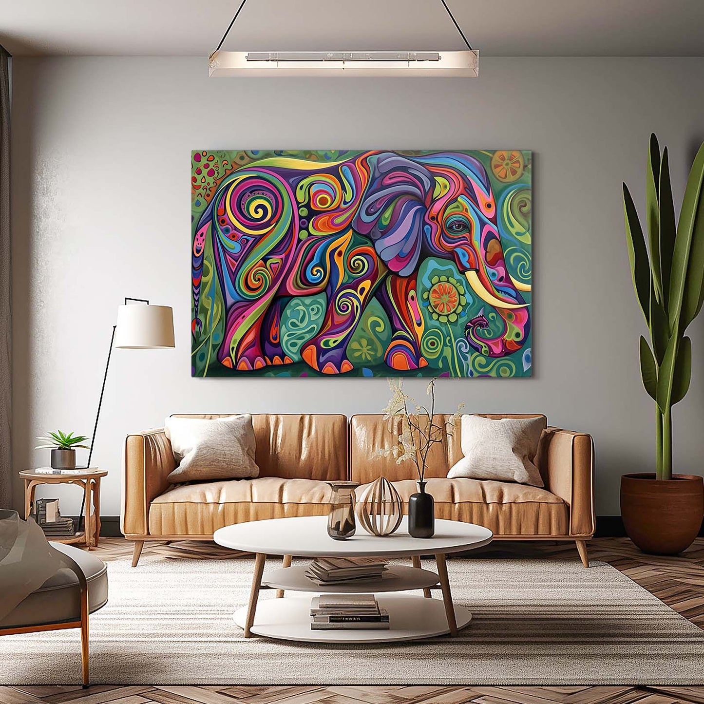Psychedelic Pattern Elephant Art