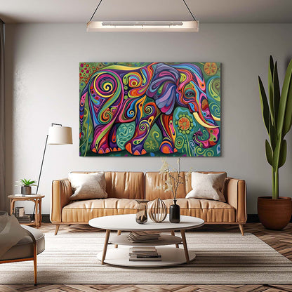 Psychedelic Pattern Elephant Art