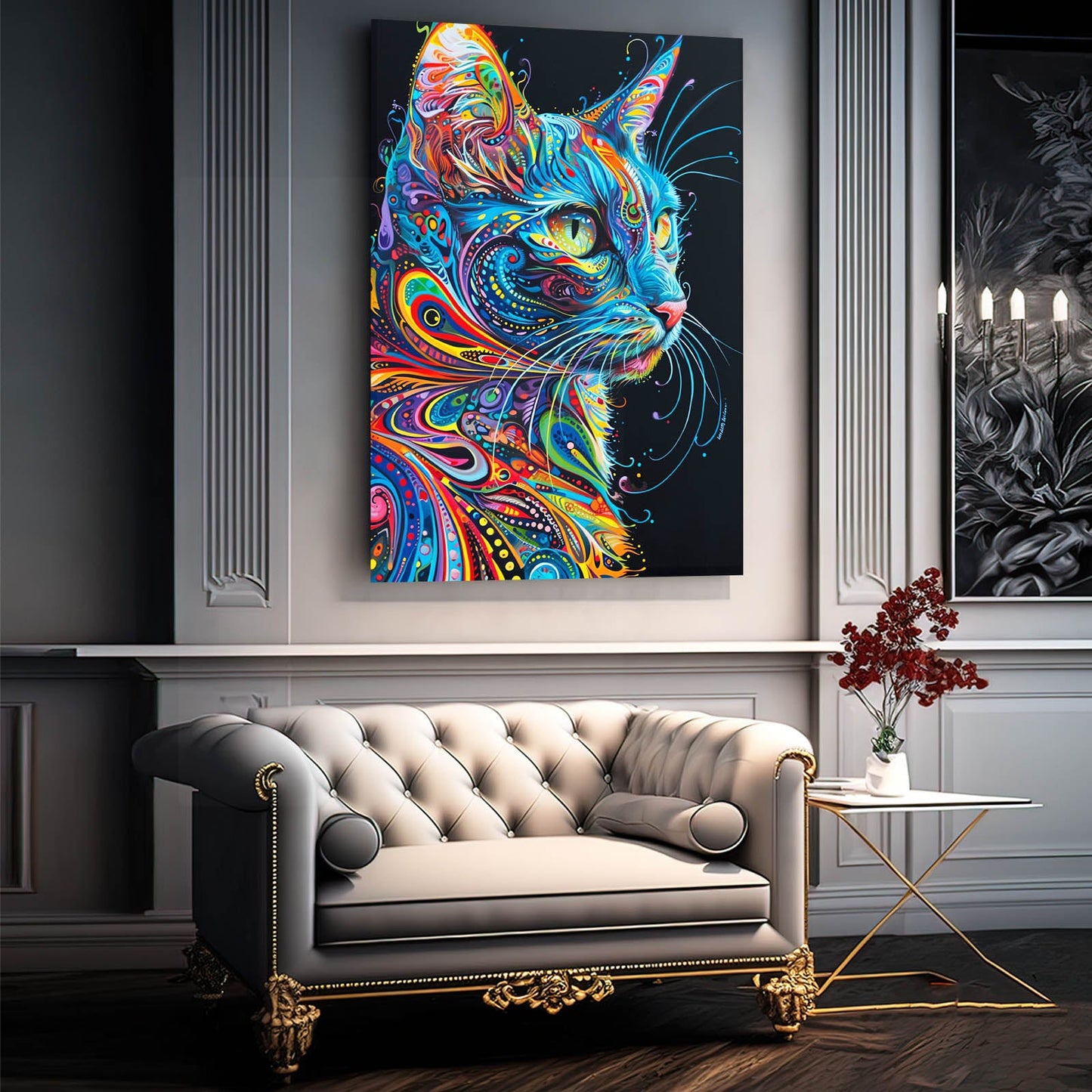 Psychedelic Whiskers Cat Art