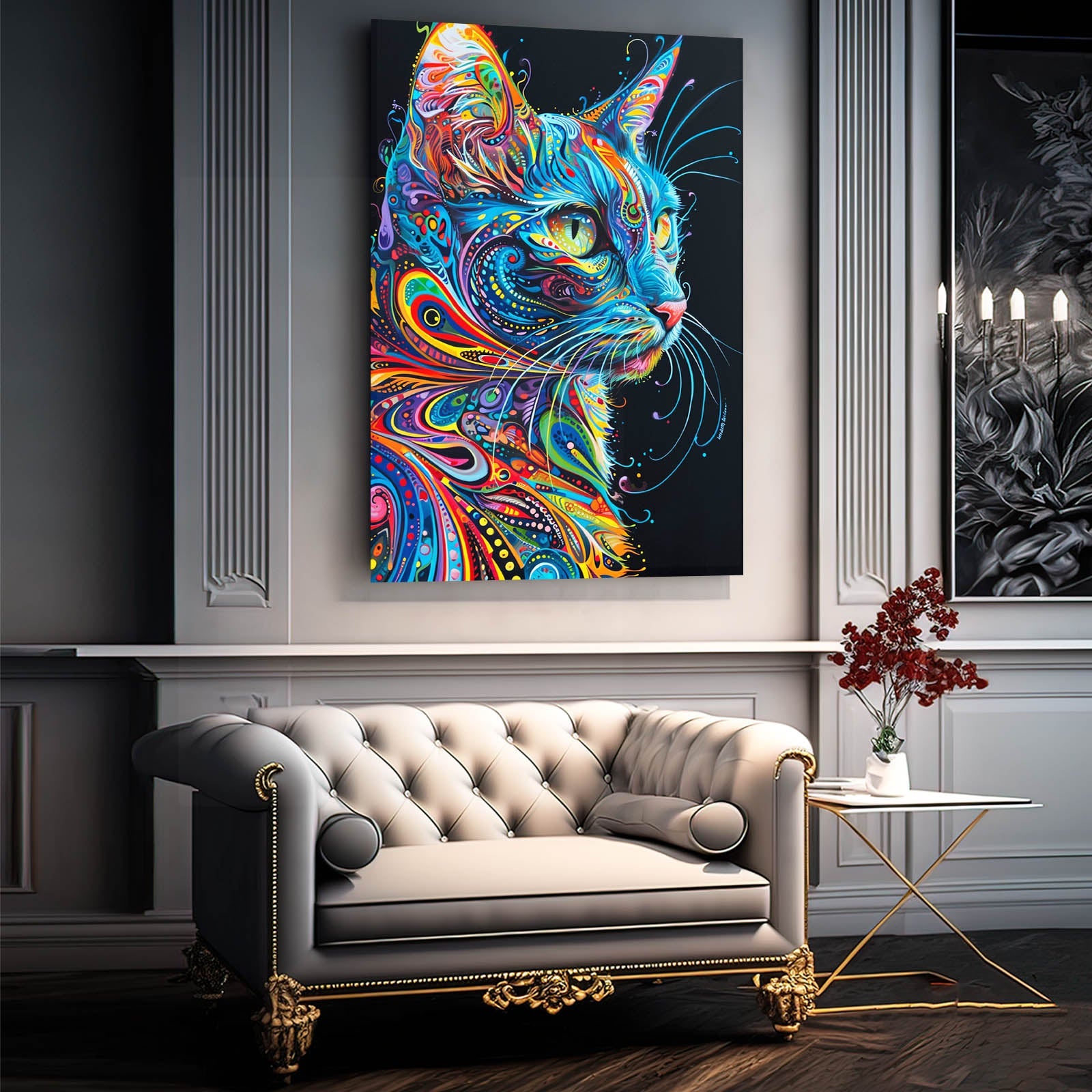Psychedelic Whiskers Cat Art
