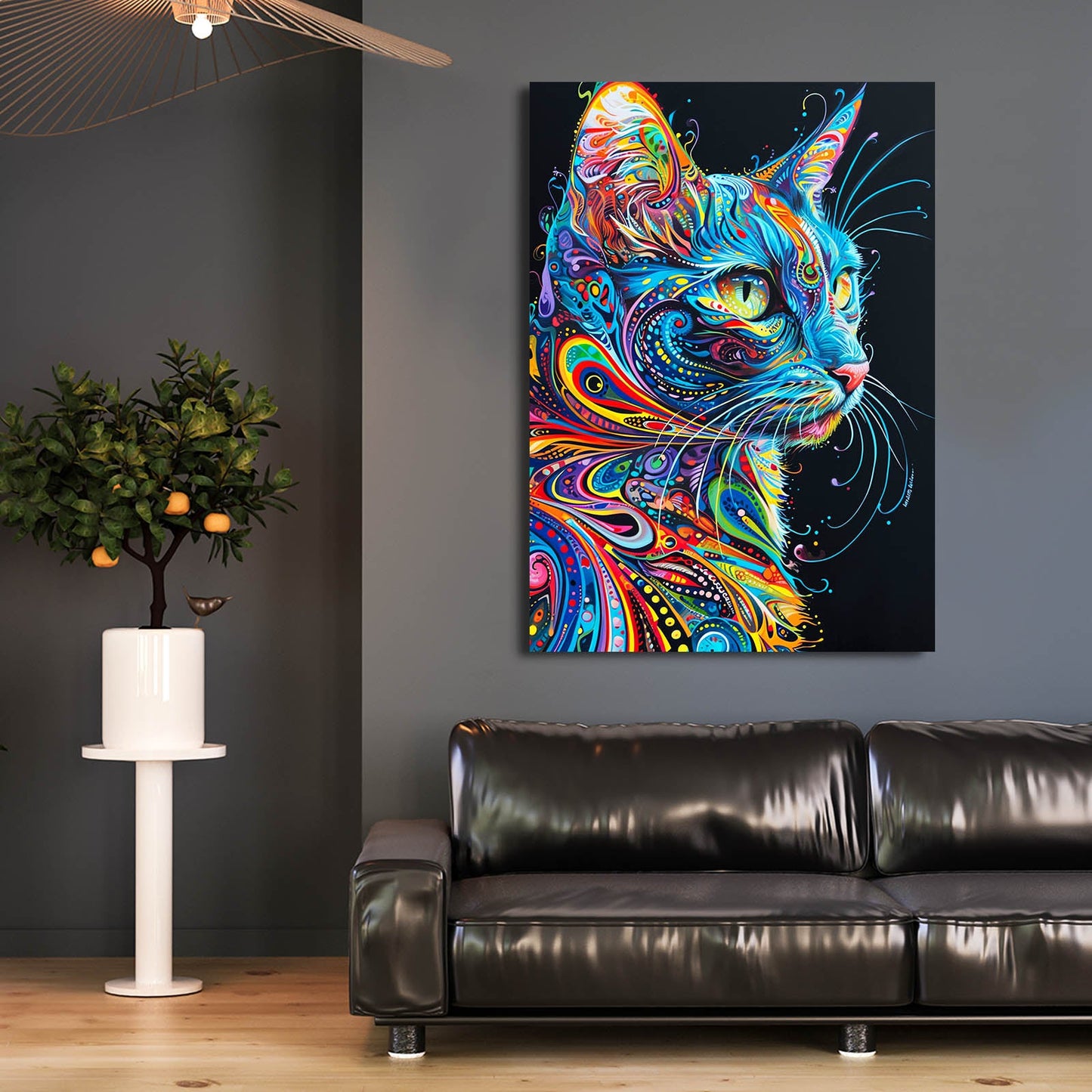 Psychedelic Whiskers Cat Art