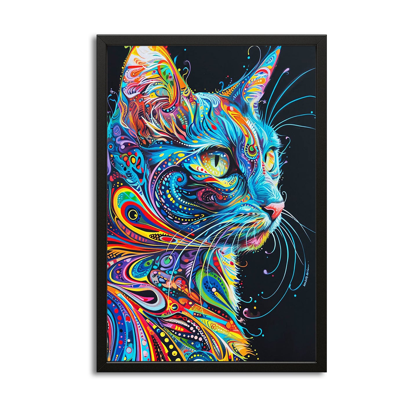 Psychedelic Whiskers Cat Art