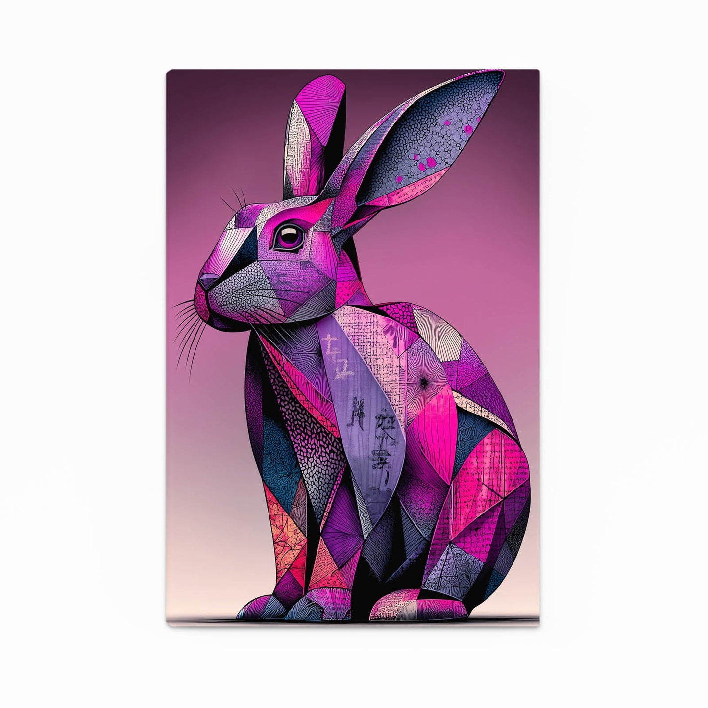 Purple Bunny Prints – angled canvas view on white background