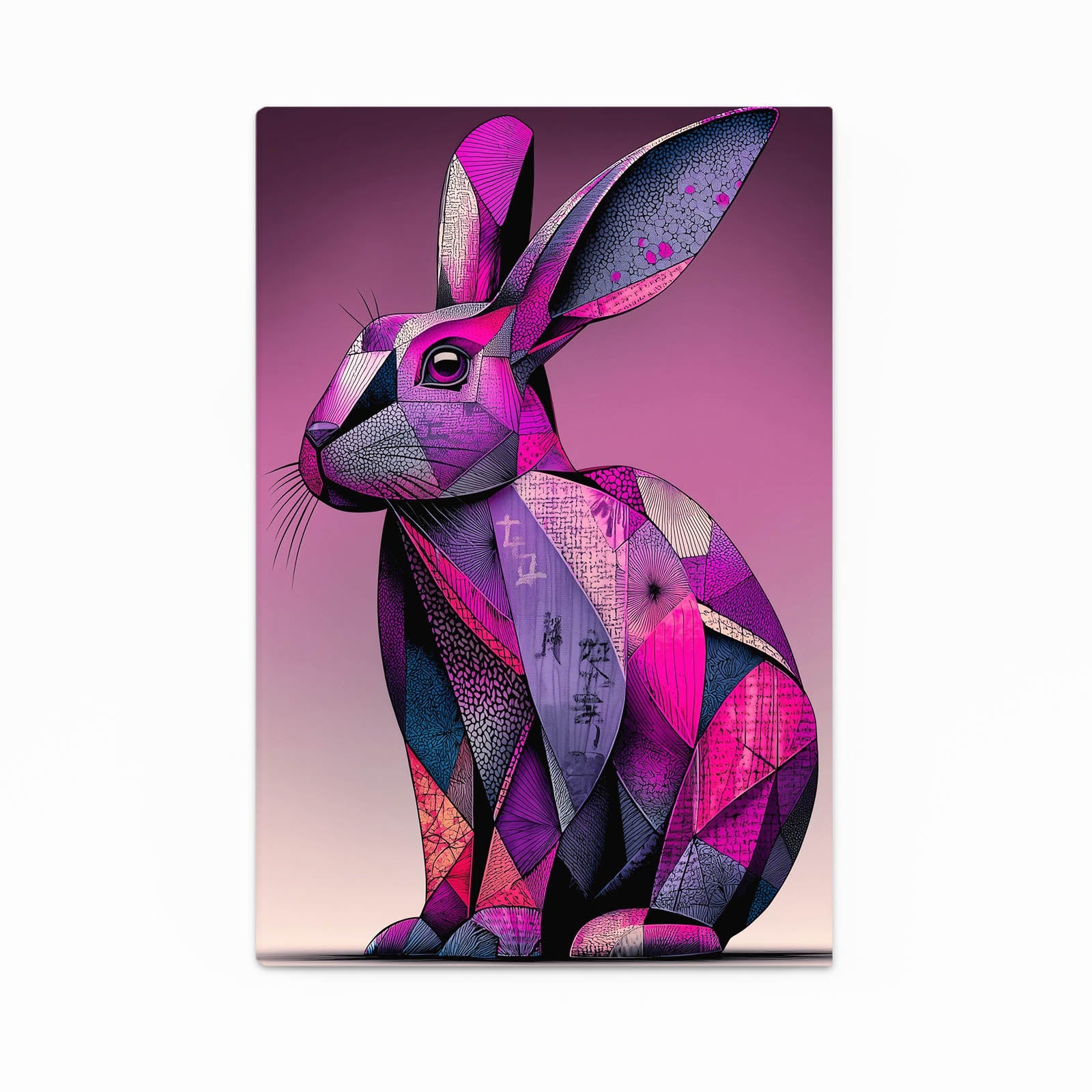 Purple Bunny Prints – angled canvas view on white background