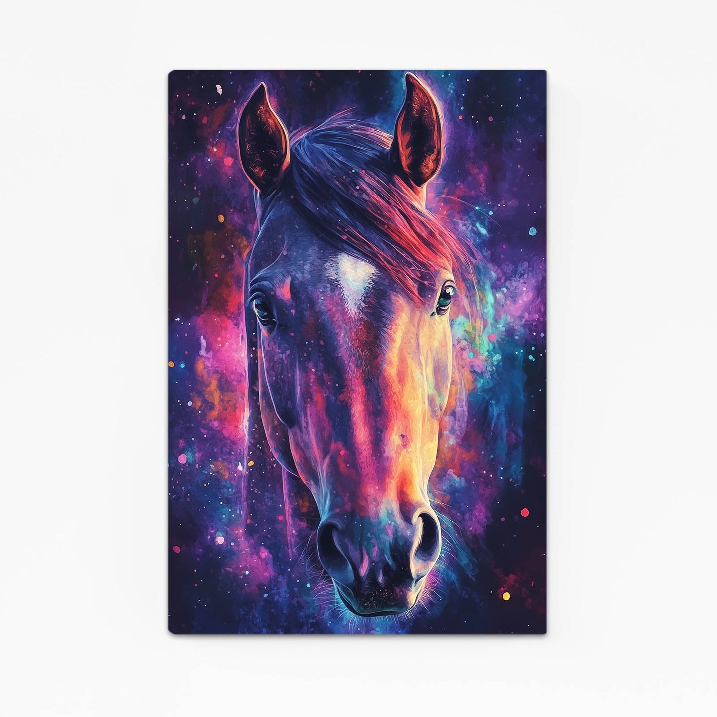 Purple Horse Wall Art – angled canvas view on white background