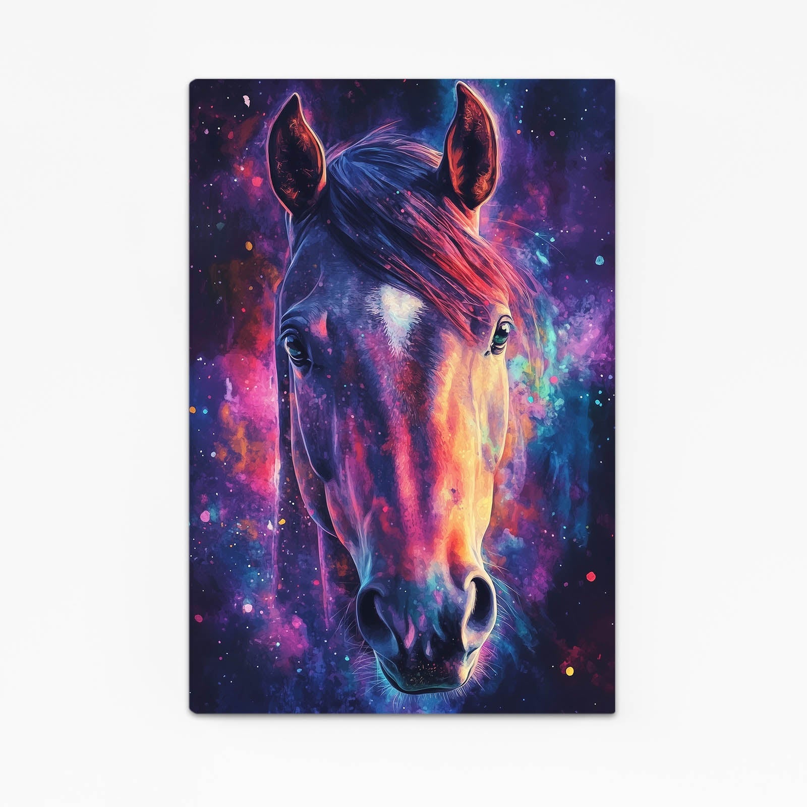 Purple Horse Wall Art – angled canvas view on white background
