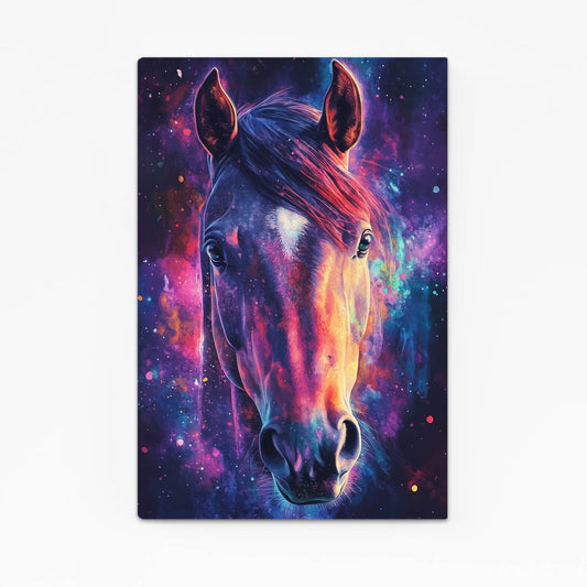 Purple Horse Wall Art – angled canvas view on white background