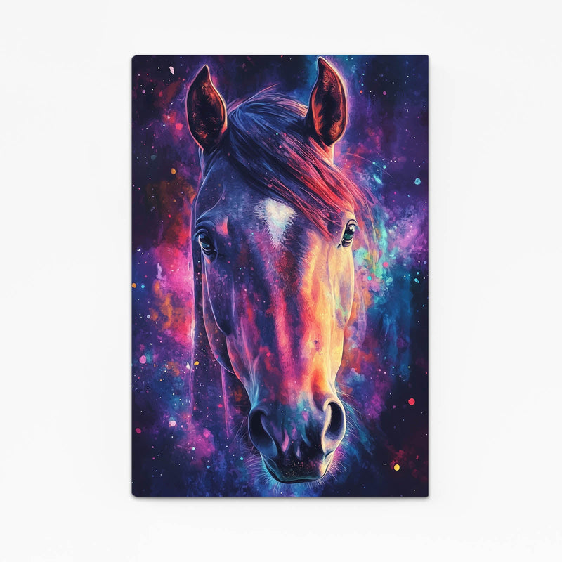 Purple Horse Wall Art – angled canvas view on white background