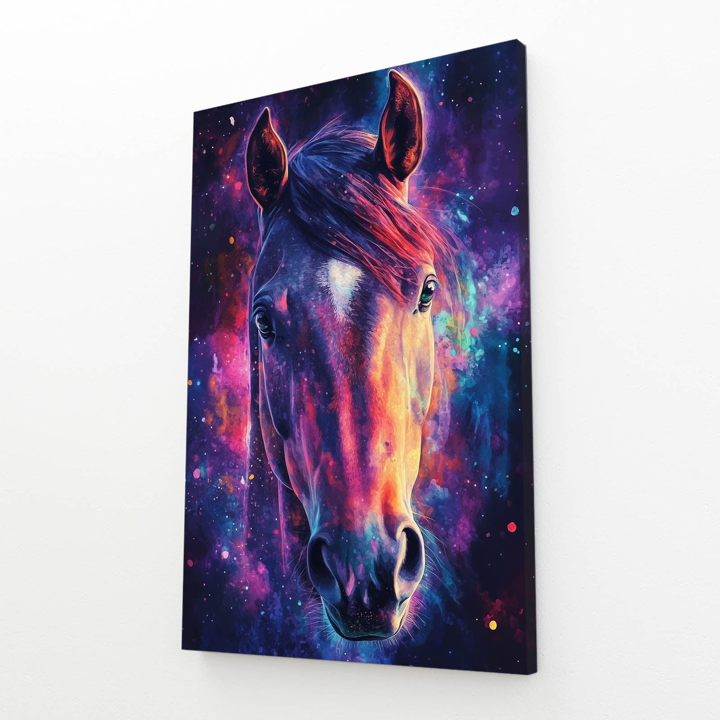 Purple Horse Wall Art – angled canvas view on white background
