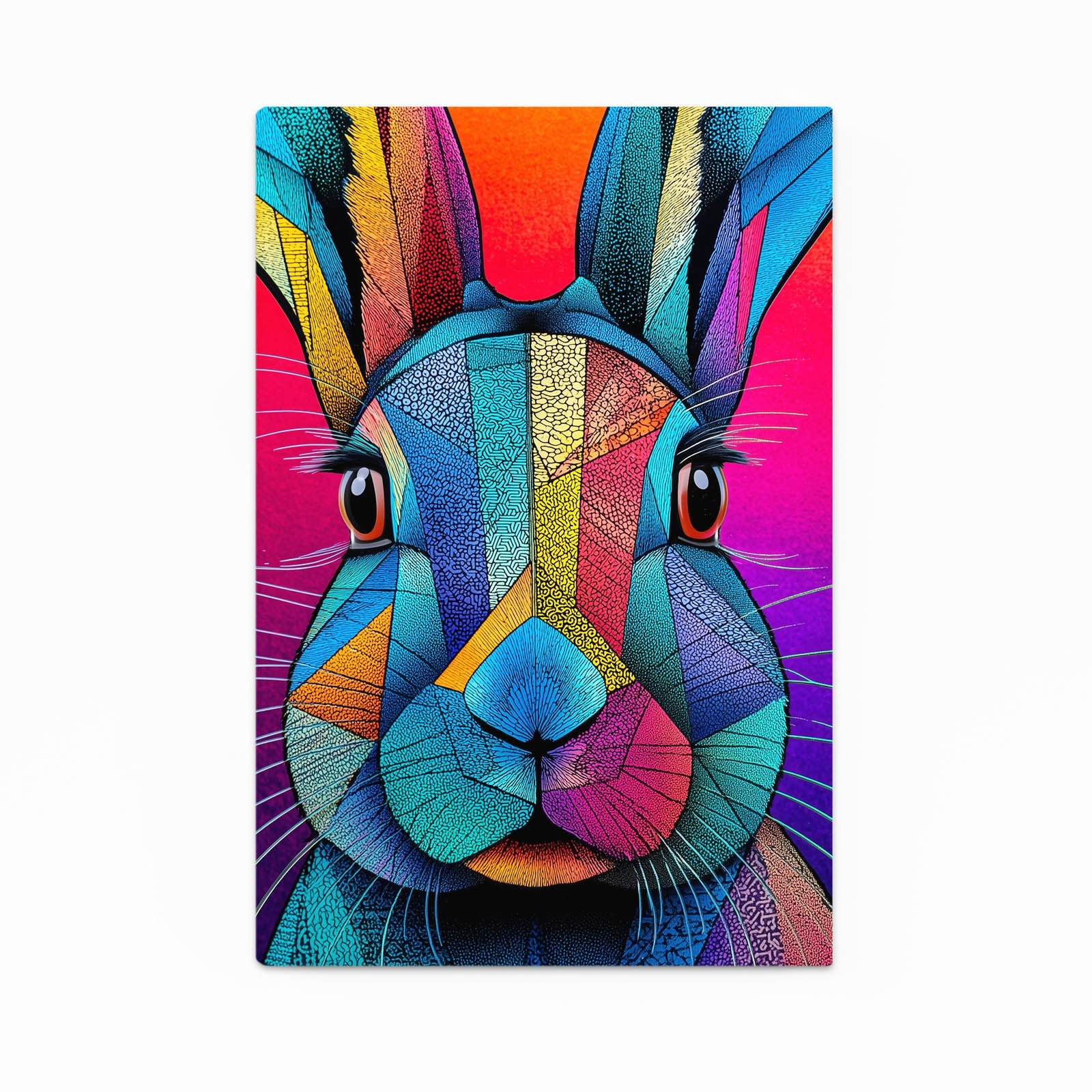 Purple Rabbit Art – angled canvas view on white background