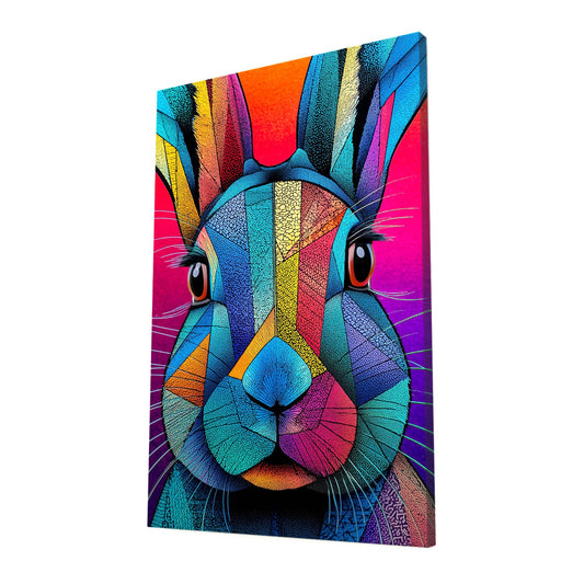 Purple Rabbit Art – angled canvas view on white background